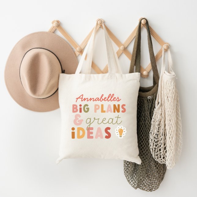 Modern colourful bold typography plans and ideas n tote bag (Creator Uploaded)