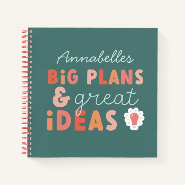 Modern colourful bold typography plans and ideas notebook (Front)