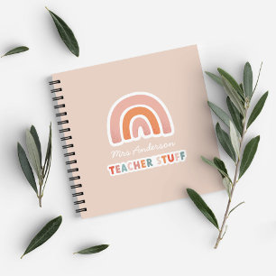 Modern colourful bold typography rainbow teacher n notebook