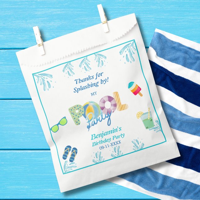Modern Colourful Boys Birthday Pool Party Favour B Bags (Creator Uploaded)