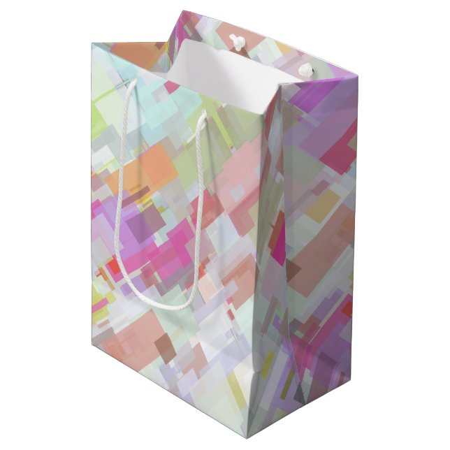 Modern Colourful & Bright Abstract Geometric Art Medium Gift Bag (Front Angled)