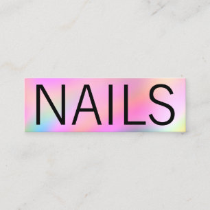Modern colourful bright holographic nail artist mini business card