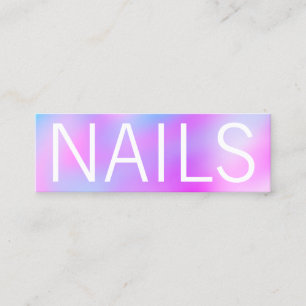 Modern colourful bright holographic nail artist mini business card
