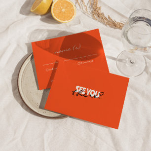 Modern Colourful Bright Retro Funky Wedding Detail RSVP Card