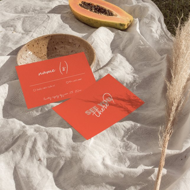 Modern Colourful Bright Retro Funky Wedding Detail RSVP Card (Creator Uploaded)