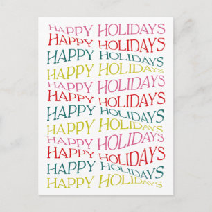 Modern Colourful Bright Typography Happy Holidays Holiday Postcard