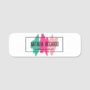 Modern Colourful Brush Strokes Name Tag