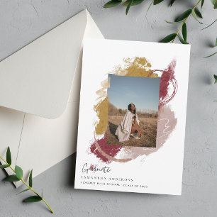 Modern Colourful Brushstroke Graduation Photo Invitation