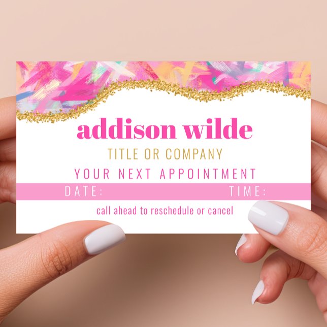 Modern Colourful Brushstrokes Gold Appointment Car Card (Creator Uploaded)