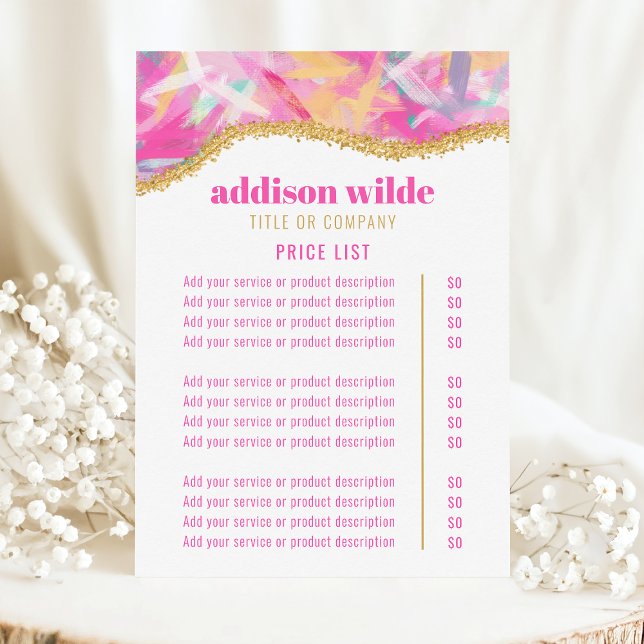 Modern Colourful Brushstrokes Service Price List Menu (Creator Uploaded)
