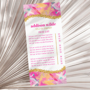 Modern Colourful Brushstrokes Service Price List Rack Card