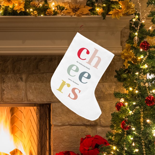 Modern Colourful Cheers Christmas Stocking (Creator Uploaded)