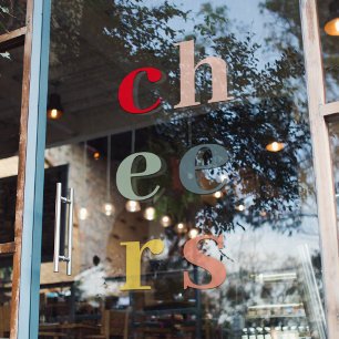 Modern Colourful Cheers Holidays Window Cling