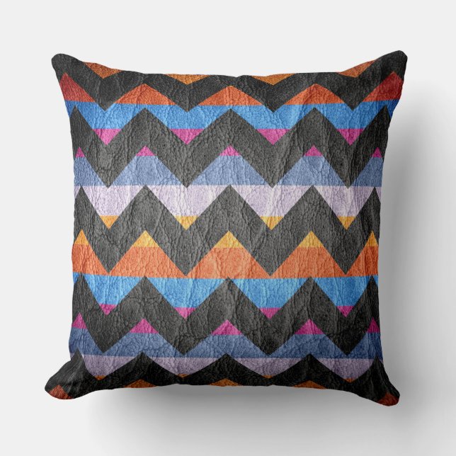 Modern Colourful Chevron Leather #3 Cushion (Front)