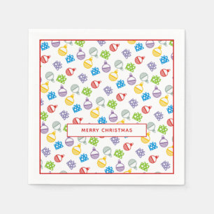 Modern colourful Christmas balls and gifts Napkin