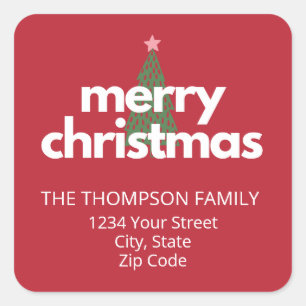 Modern Colourful Christmas Return Address Square Sticker