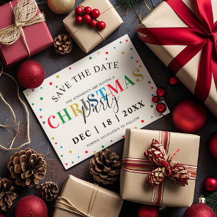 Modern Colourful Christmas Save the Date Postcard
