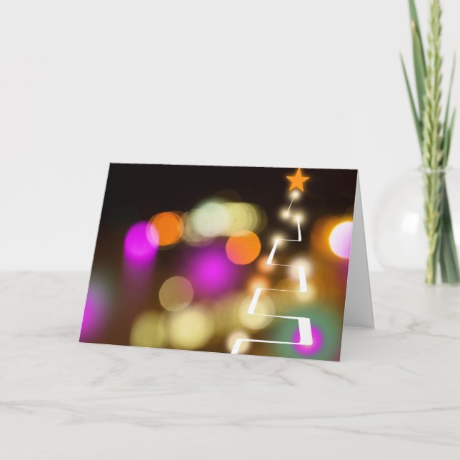 Modern Colourful Christmas Tree Holiday Card (Front)