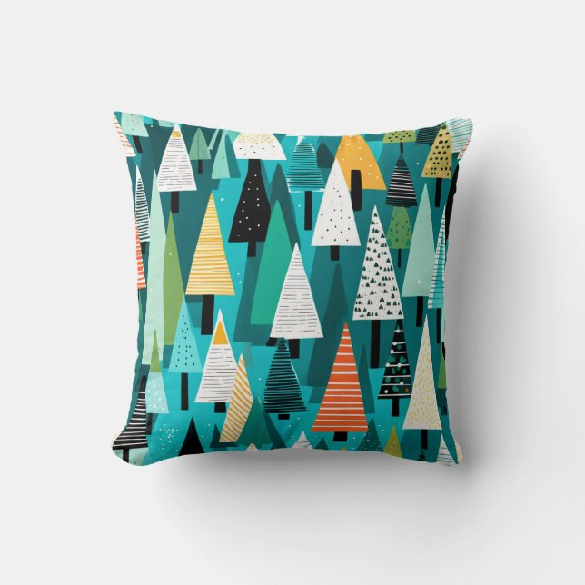 Modern colourful Christmas tree pattern  Cushion (Front)