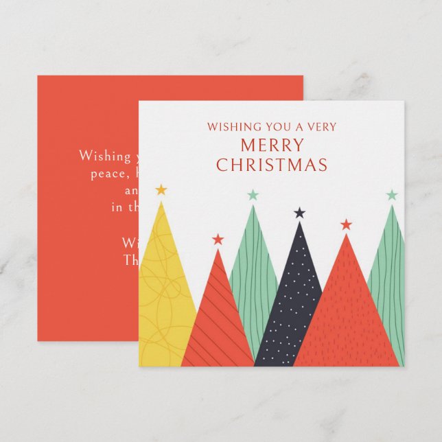 Modern Colourful Christmas Trees Card (Front/Back)