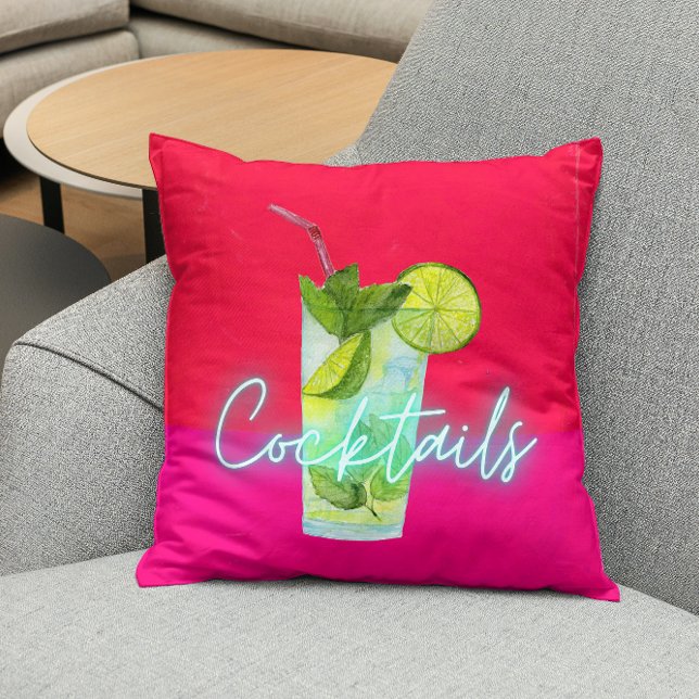 Modern Colourful  Cocktails Bar Art   Cushion (Creator Uploaded)