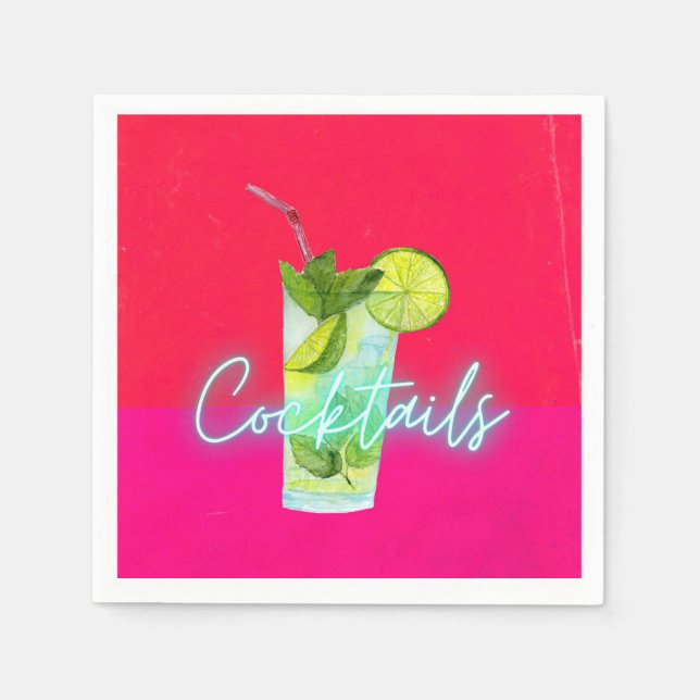 Modern Colourful  Cocktails Bar Art  Napkin (Front)