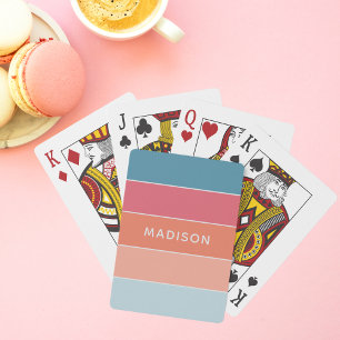 Modern Colourful Colorblock Personalised Name Chic Playing Cards