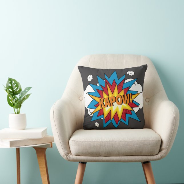 Modern Colourful Comic Book KAPOW Pop Art Cushion (Chair)