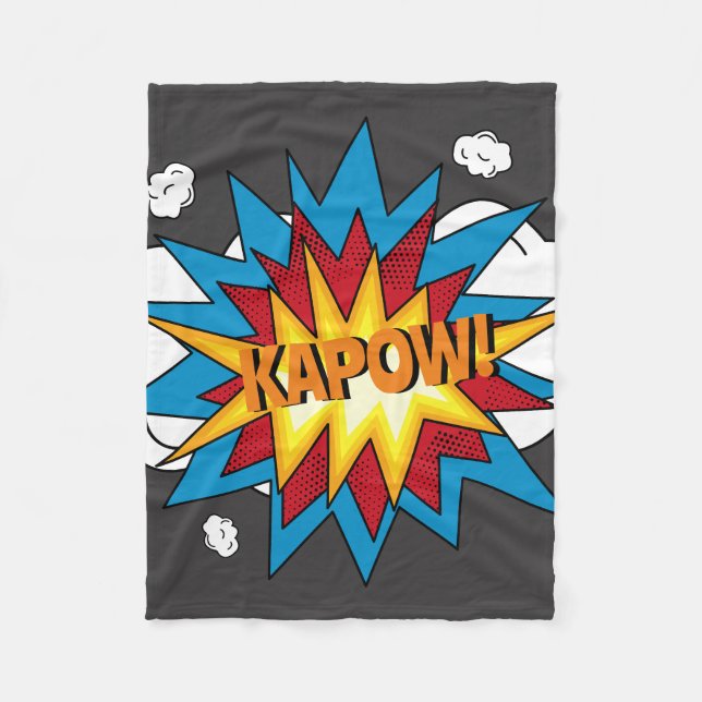 Modern Colourful Comic Book KAPOW Pop Art Fleece Blanket (Front)