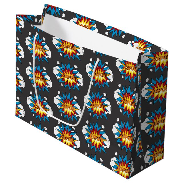 Modern Colourful Comic Book KAPOW Pop Art Large Gift Bag (Front Angled)