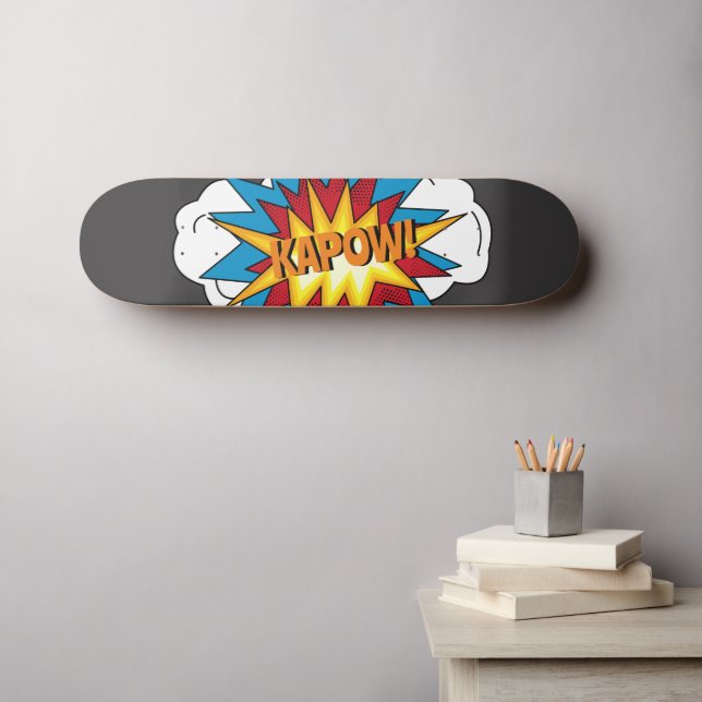 Modern Colourful Comic Book KAPOW Pop Art Skateboard (Wall Art (Horz))