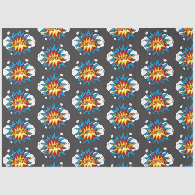 Modern Colourful Comic Book KAPOW Pop Art Tissue Paper (Front)