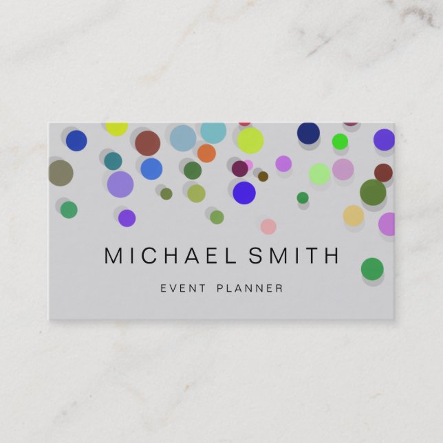Modern Colourful Confetti Dots Business Card (Front)