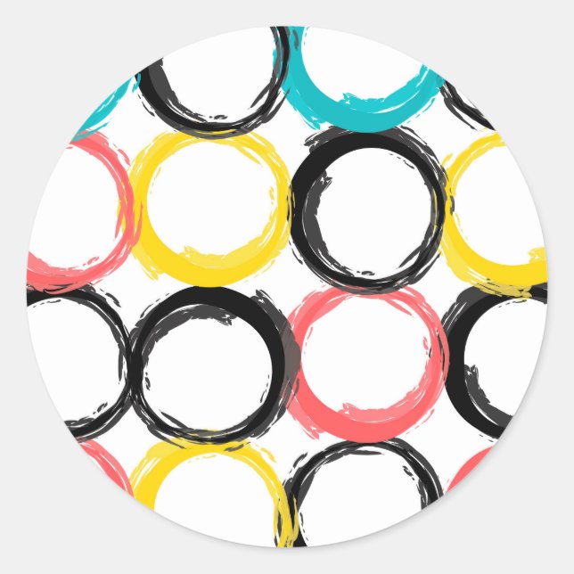 Modern, colourful, cool, unique, trendy circles classic round sticker (Front)