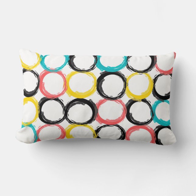 Modern, colourful, cool, unique, trendy circles lumbar cushion (Front)