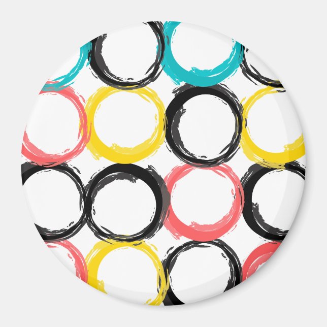 Modern, colourful, cool, unique, trendy circles magnet (Front)