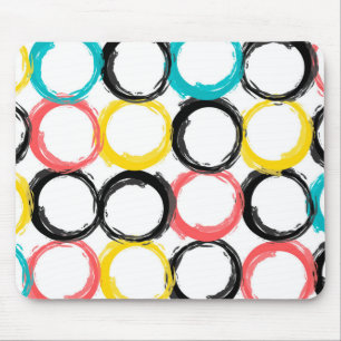 Modern, colourful, cool, unique, trendy circles mouse pad