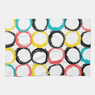 Modern, colourful, cool, unique, trendy circles tea towel