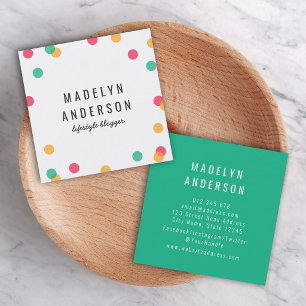 Modern Colourful Dark Blue Orange Confetti Square Business Card