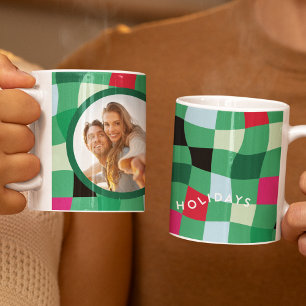 Modern Colourful Disco Tartan Plaid Christmas Coffee Mug
