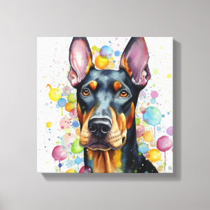 Modern Colourful Doberman Art Canvas Print