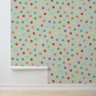Modern Colourful Dots Pattern Green Wallpaper