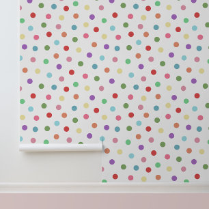 Modern Colourful Dots Pattern White Wallpaper