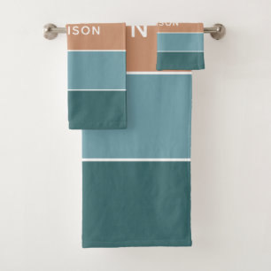 Modern Colourful Earth Colorblock Personalised Nam Bath Towel Set