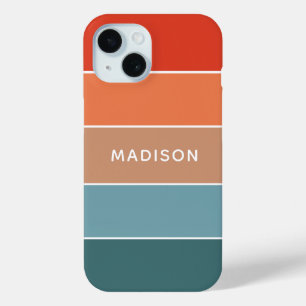 Modern Colourful Earth Colorblock Personalised Nam iPhone 15 Case