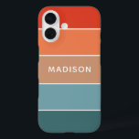Modern Colourful Earth Colorblock Personalised Nam iPhone 16 Case<br><div class="desc">This colourful and modern design features a colour-block pattern in blue,  brown and orange with your personalised name #samsung #cases #galaxycases #electronics</div>