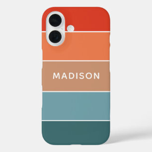 Modern Colourful Earth Colorblock Personalised Nam iPhone 16 Case