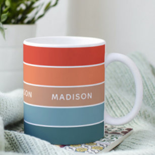 Modern Colourful Earth Colorblock Personalised Nam Coffee Mug