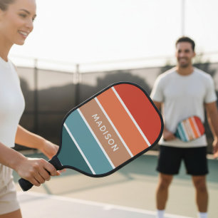 Modern Colourful Earth Colorblock Personalised Pickleball Paddle