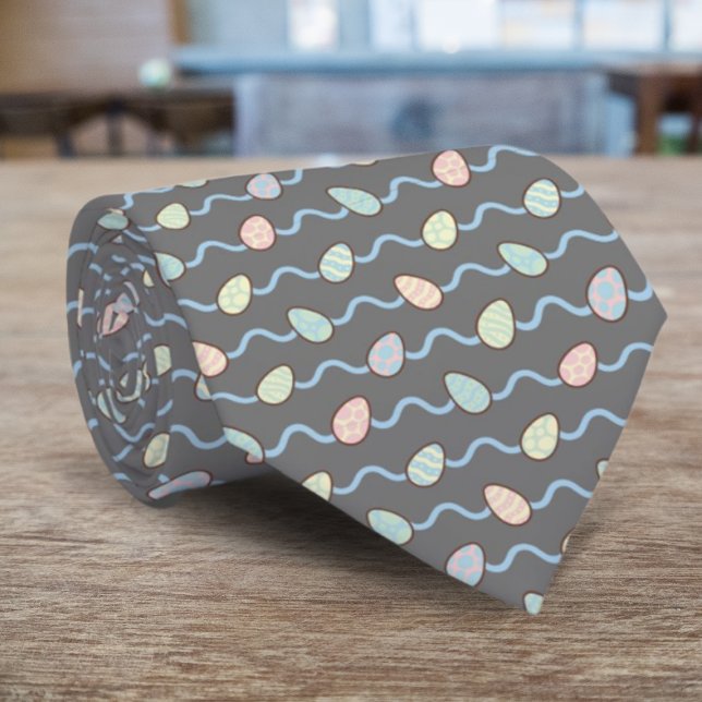 Modern Colourful Easter Egg Pattern Personalised Tie (Eggs on tie)